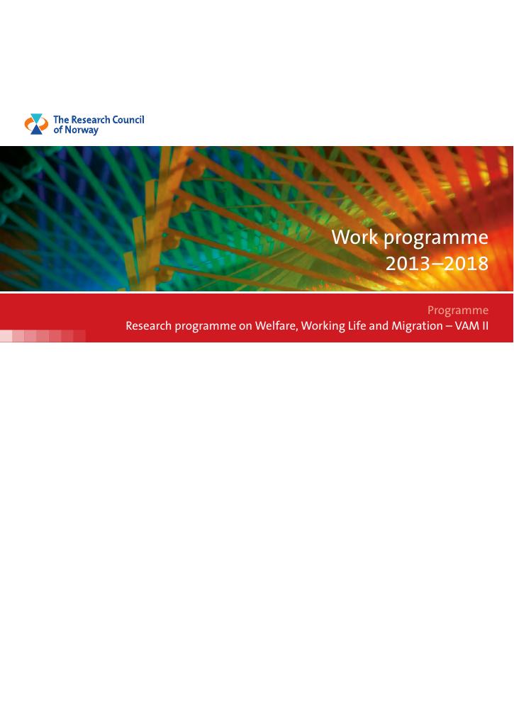 Forsiden av dokumentet Work programme 2013 – 2018