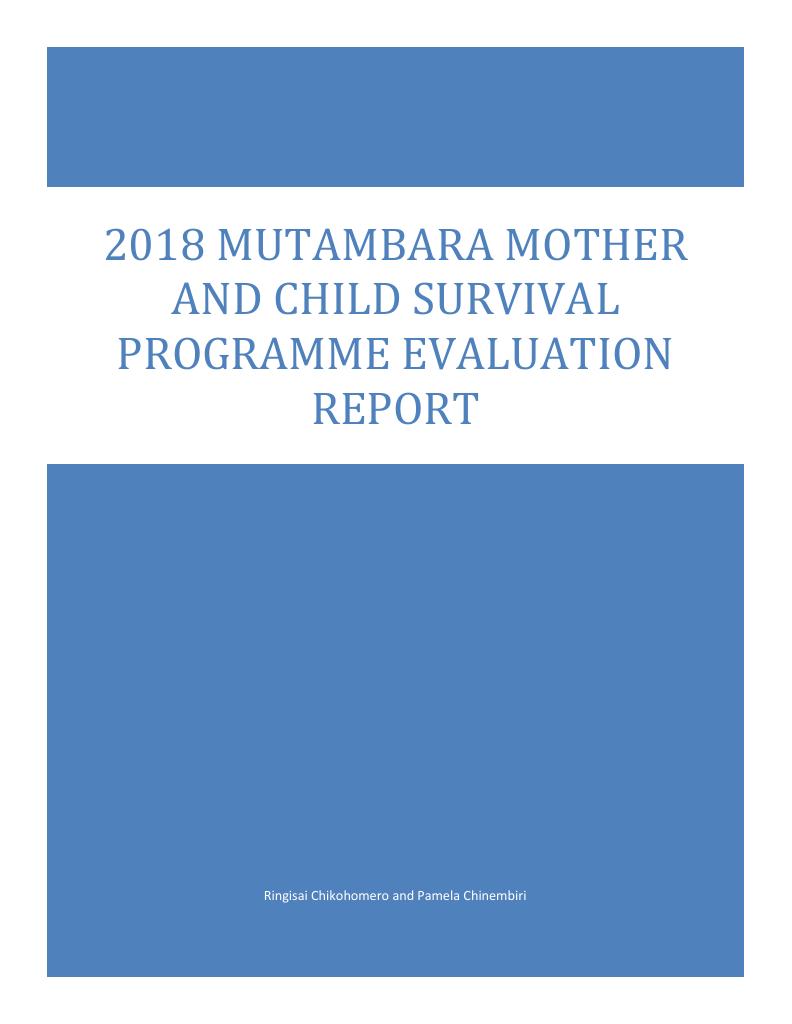 Forsiden av dokumentet 2018 Mutambara Mother and Child Survival Programme report, final evaluation