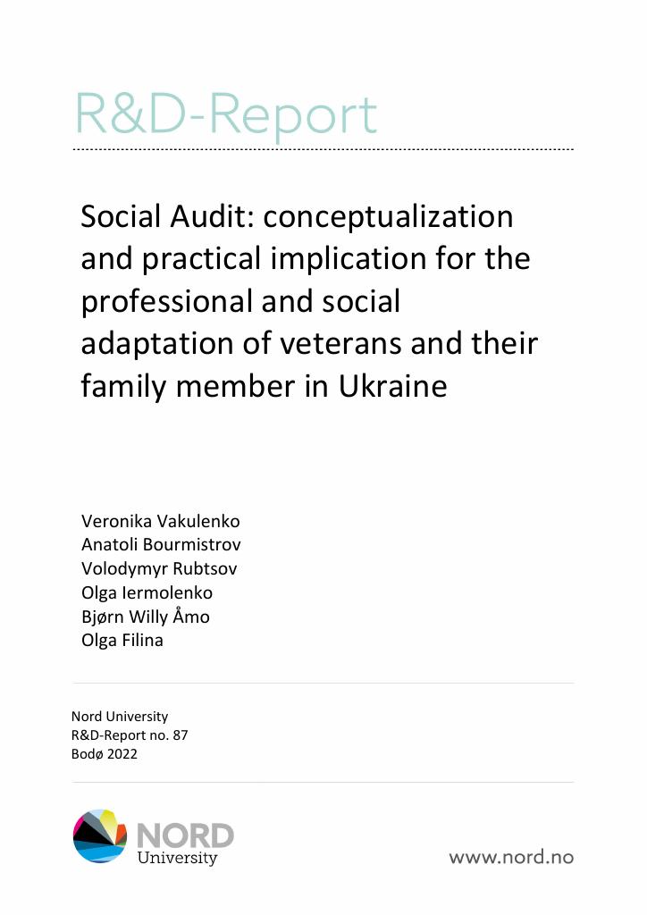 Forsiden av dokumentet Social Audit: conceptualization and practical implication for the professional and social adaptation of veterans and their family member in Ukraine