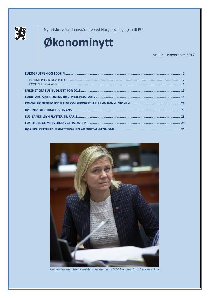 Forsiden av dokumentet Økonominytt nr. 12/2017