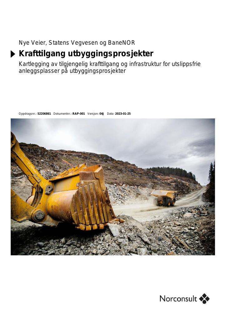 Forsiden av dokumentet Krafttilgang utbyggingsprosjekter