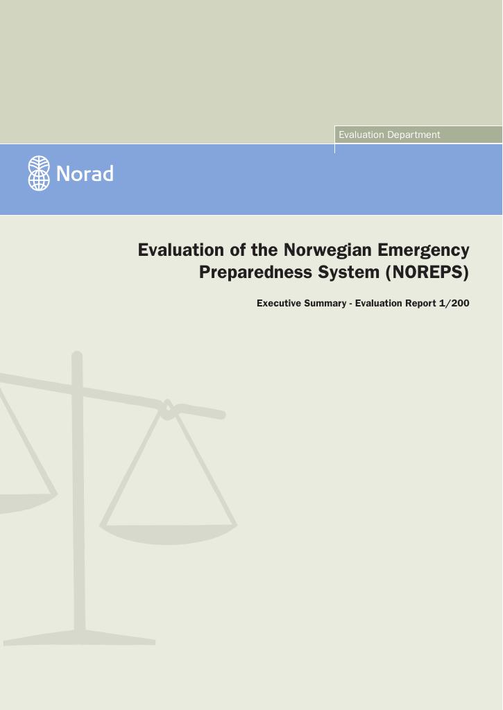 Forsiden av dokumentet Evaluation of the Norwegian Emergency Preparedness System (NOREPS)