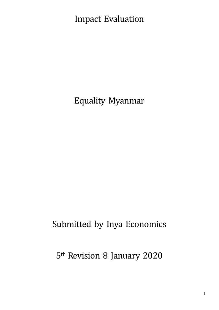 Forsiden av dokumentet Impact Evaluation Equality Myanmar