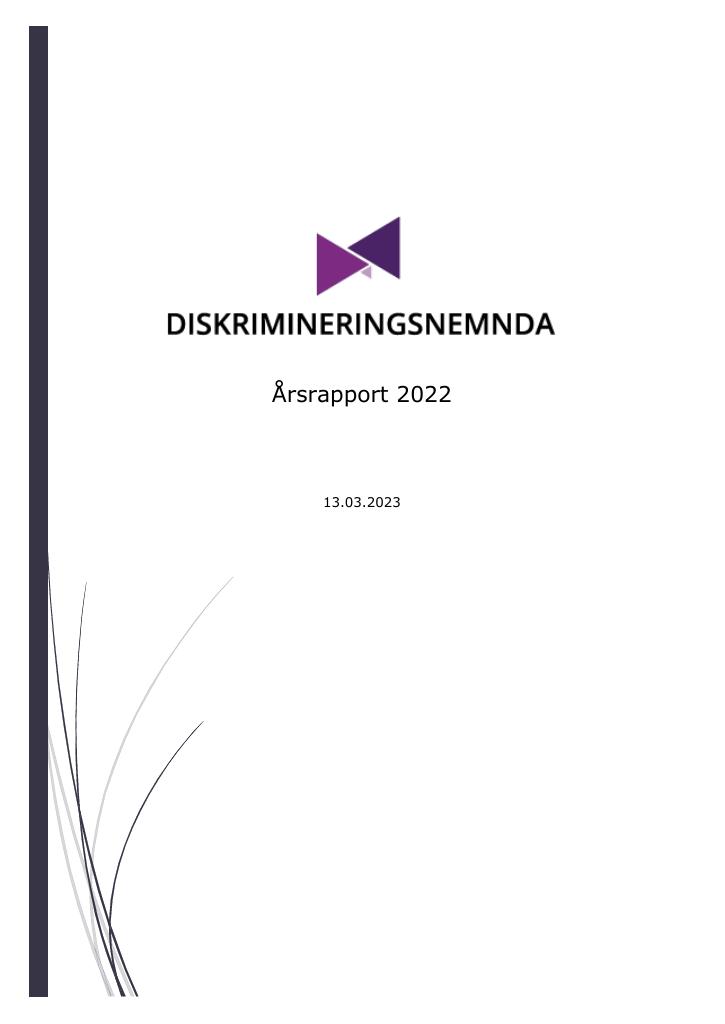 Forsiden av dokumentet Årsrapport Diskriminderingsnemda 2022