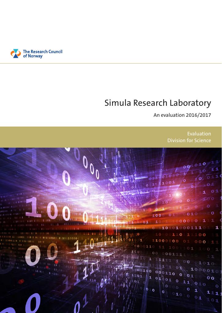 Forsiden av dokumentet Simula Research Laboratory