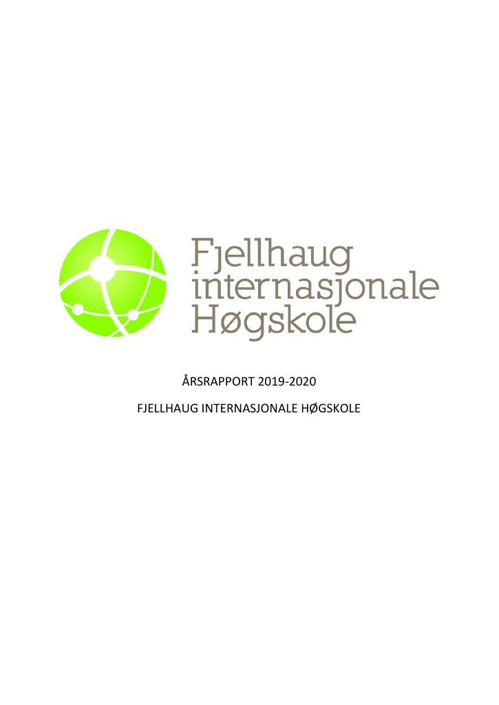 Forsiden av dokumentet Årsrapport Fjellhaug Internasjonale Høgskole 2019