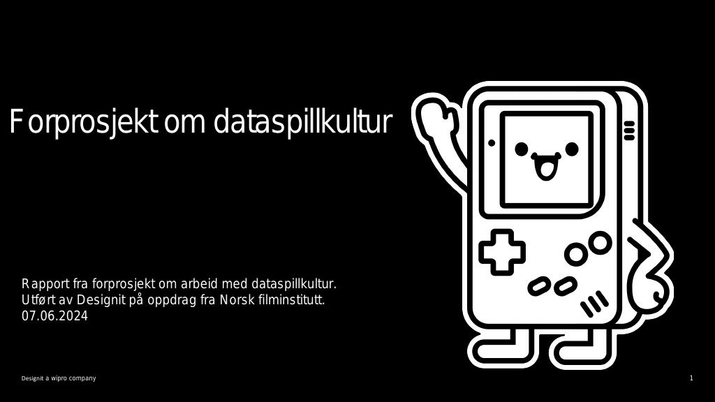 Forsiden av dokumentet Forprosjekt om dataspillkultur