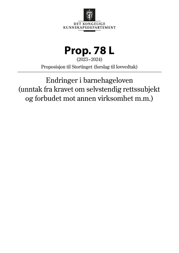 Forsiden av dokumentet Prop. 78 L (2023–2024)