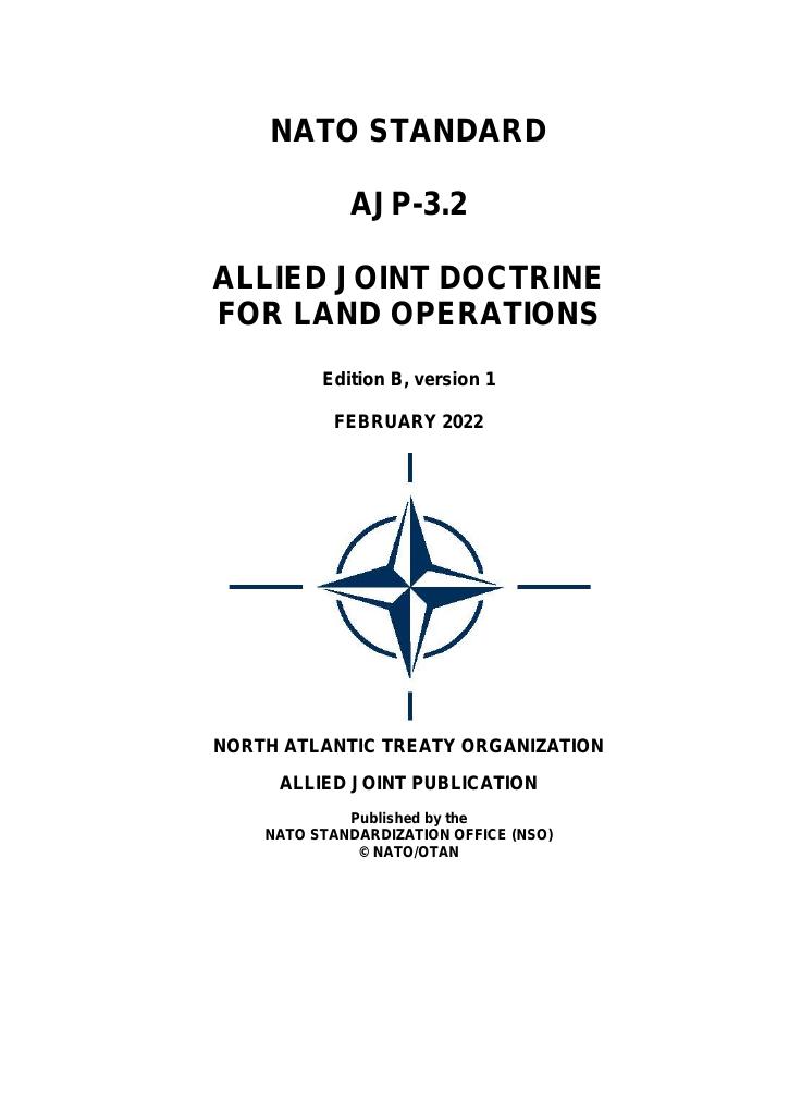 Forsiden av dokumentet ALLIED JOINT DOCTRINE FOR LAND OPERATIONS