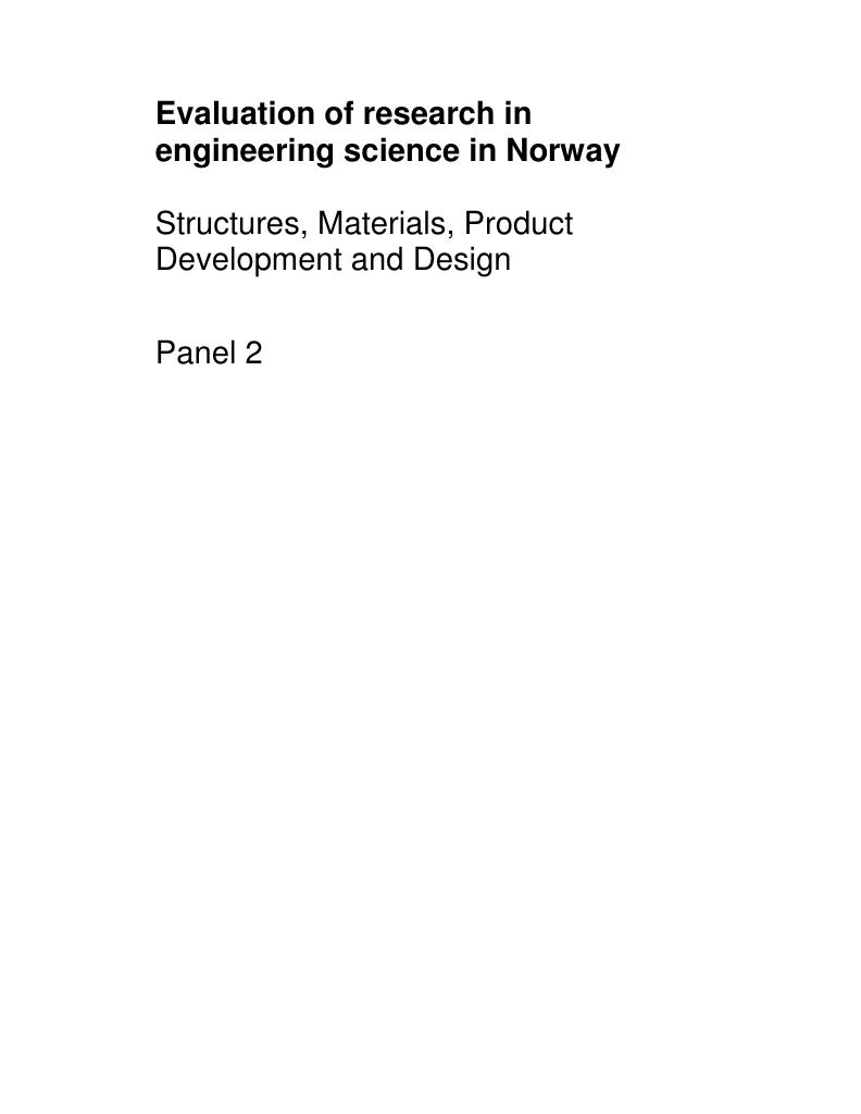 Forsiden av dokumentet Structures, Materials, Product Development and Design - Panel 2