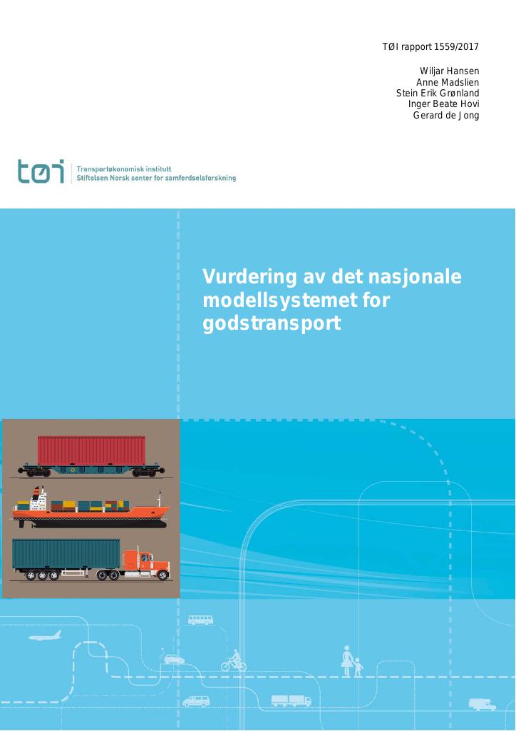 Forsiden av dokumentet Vurdering av det nasjonale  modellsystemet for godstransport