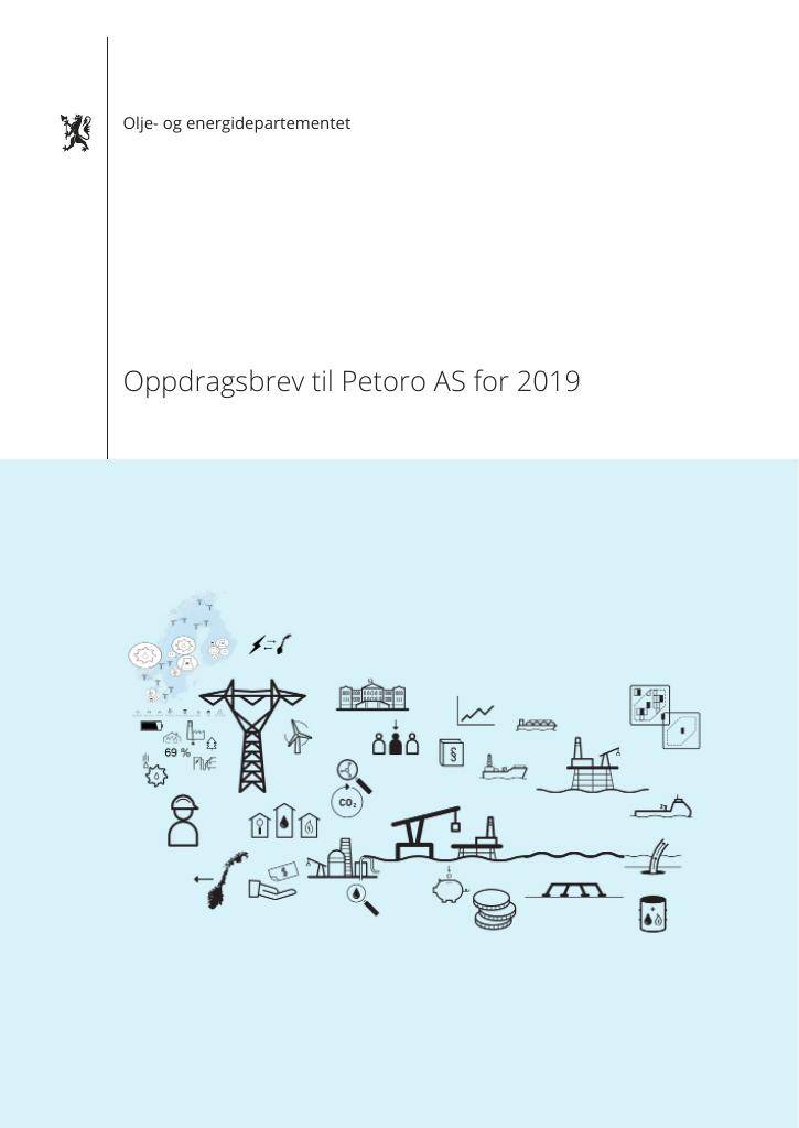 Forsiden av dokumentet Oppdragsbrev Petoro 2019