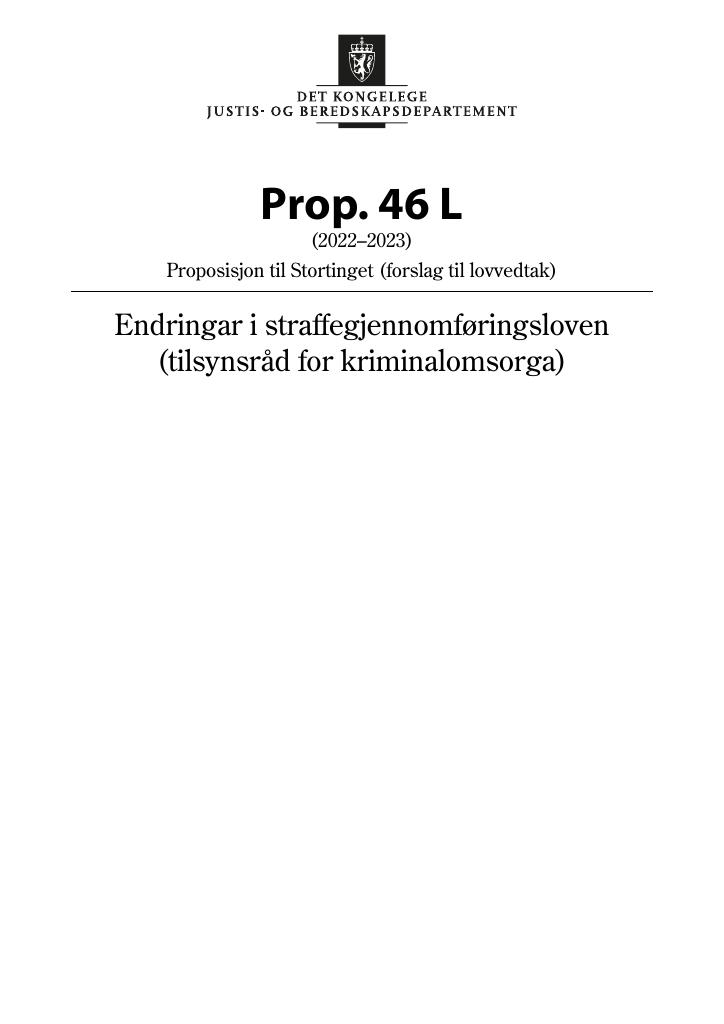 Forsiden av dokumentet Prop. 46 L (2022–2023)