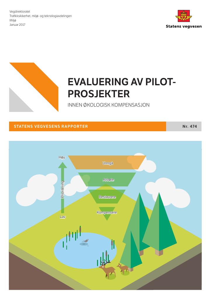 Forsiden av dokumentet Evaluering av pilotprosjekter: innen økologisk kompensasjon