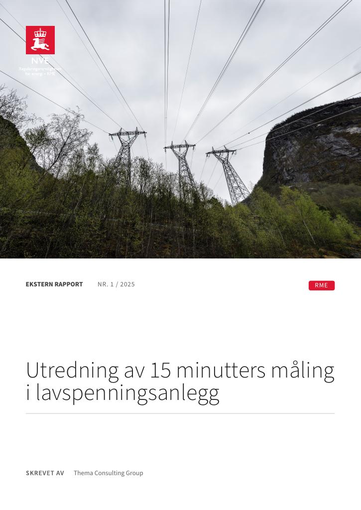 Forsiden av dokumentet Utredning av 15 minutters måling i lavspenningsanlegg