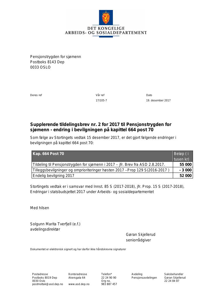 Forsiden av dokumentet supplerende tildelingsbrev nr. 2 (PDF)