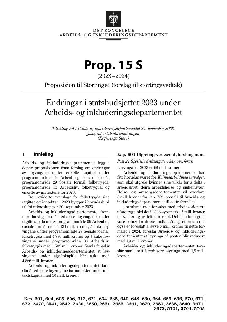 Prop. 15 S (20232024) Kudos