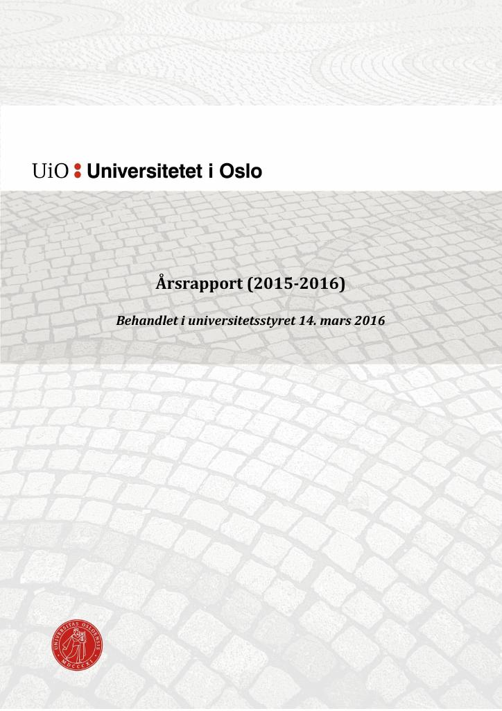 Forsiden av dokumentet Årsrapport Universitetet i Oslo 2015