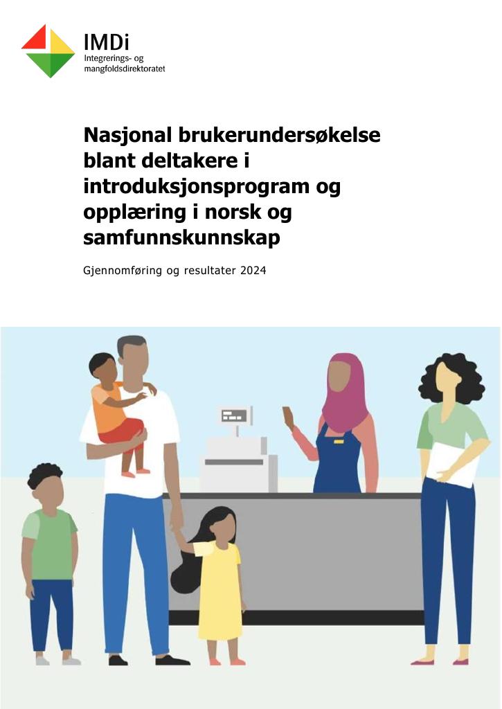 Forsiden av dokumentet Nasjonal brukerundersøkelse blant deltakere i introduksjonsprogram og opplæring i norsk og samfunnskunnskap