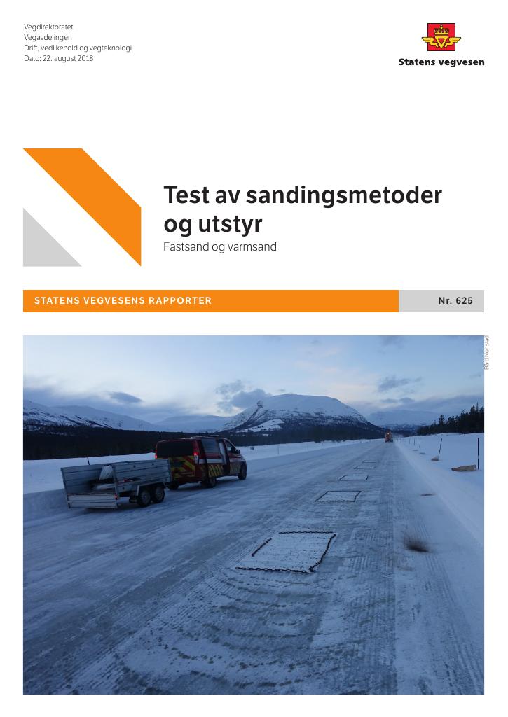 Forsiden av dokumentet Test av sandingsmetoder og utstyr