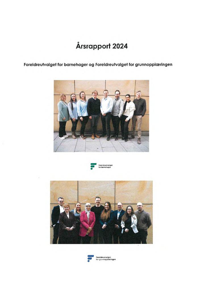 Forsiden av dokumentet Årsrapport Foreldreutvalget for grunnopplæringen 2024