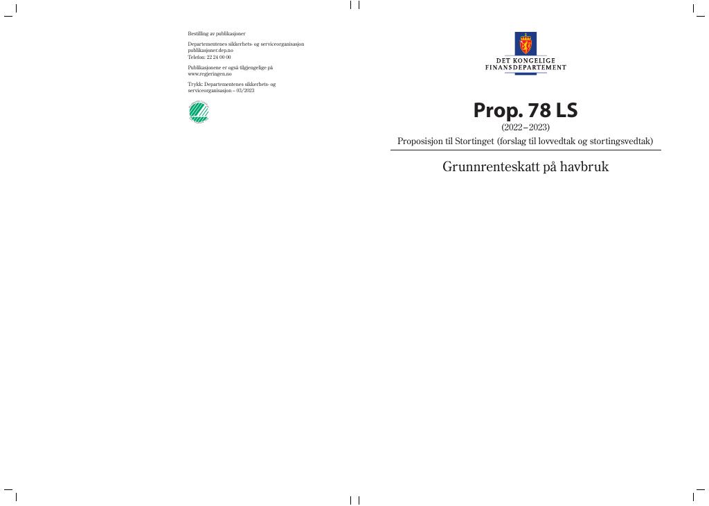 Forsiden av dokumentet Prop. 78 LS (2022–2023)