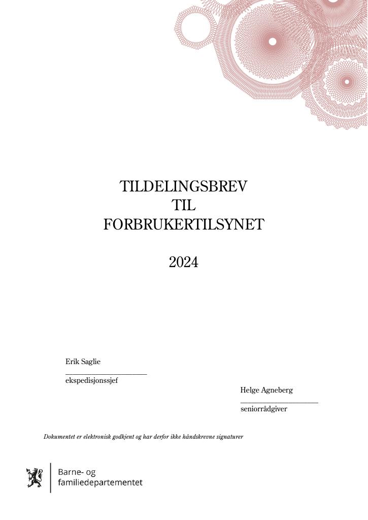 Forsiden av dokumentet Tildelingsbrev 2024