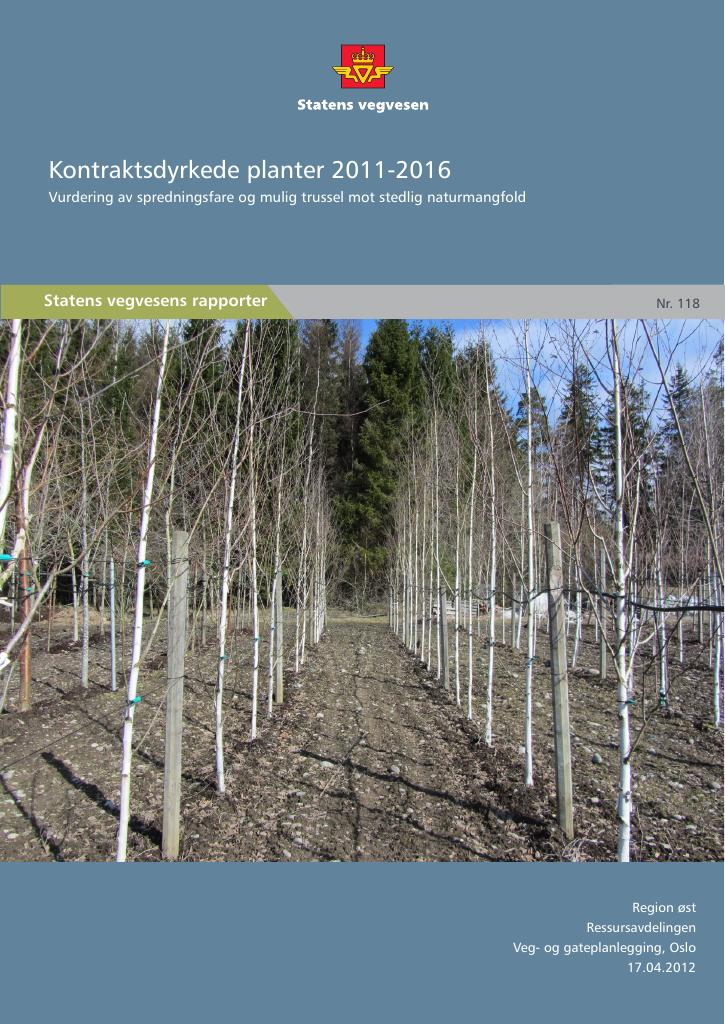 Forsiden av dokumentet Kontraktsdyrkede planter 2011-2016