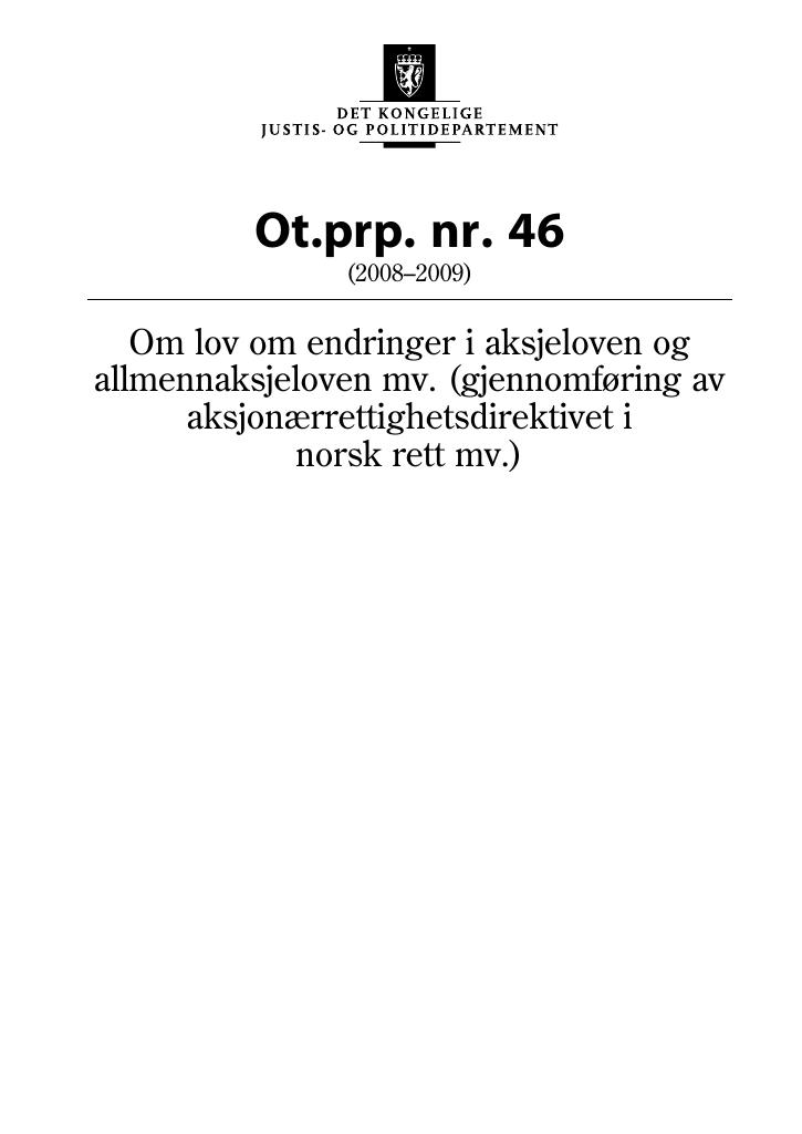 Forsiden av dokumentet Ot.prp. nr. 46 (2008-2009)