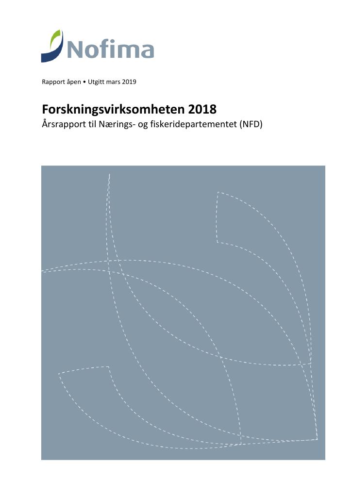 Forsiden av dokumentet Årsrapport Nofima 2018