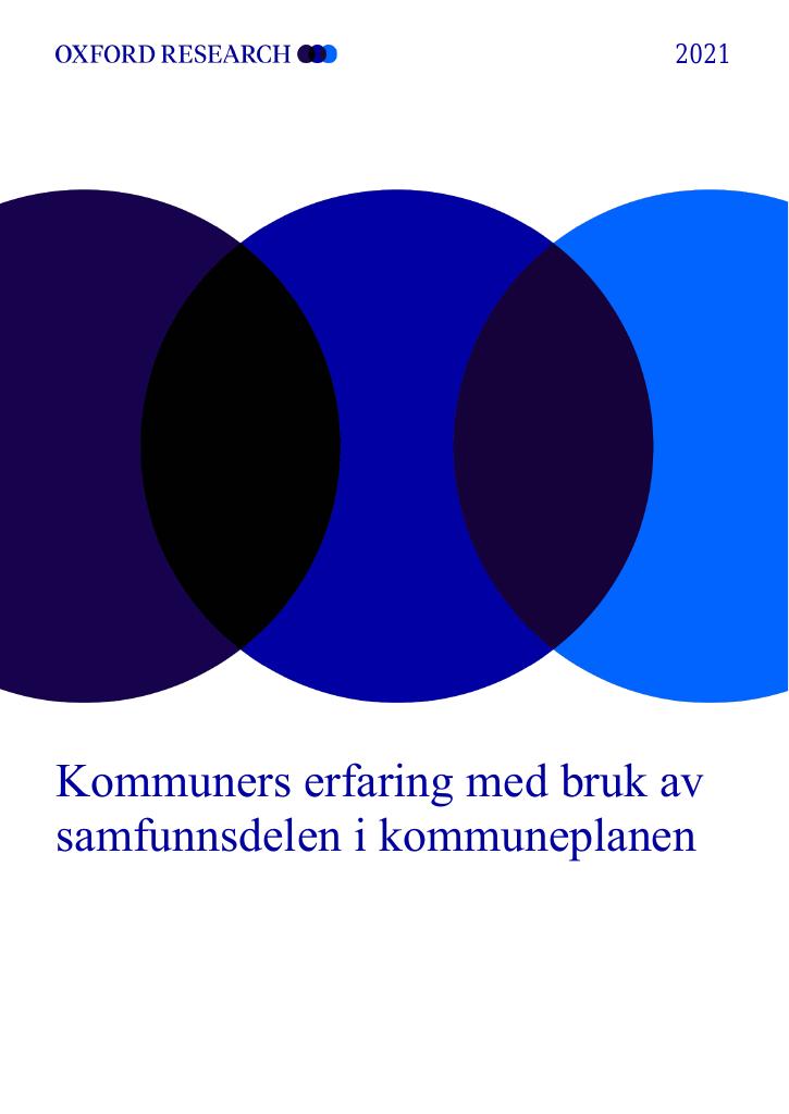 Kommuners Erfaring Med Bruk Av Samfunnsdelen I Kommuneplanen - Kudos