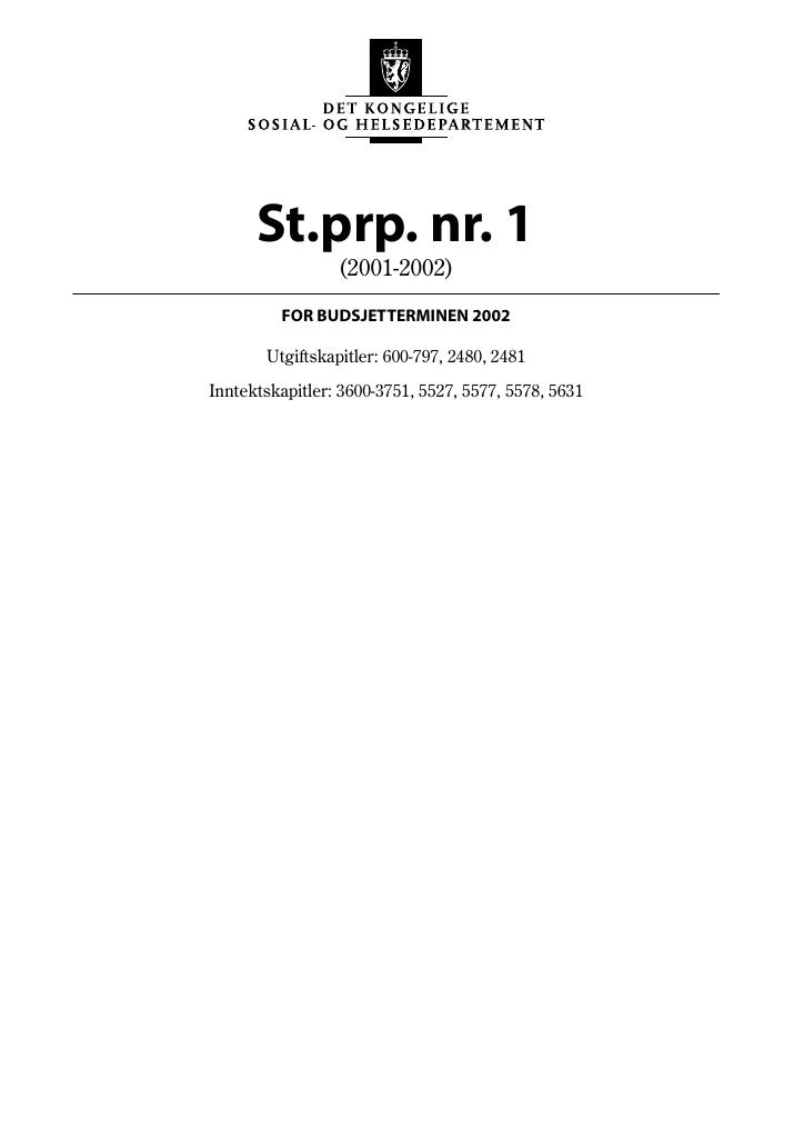 Forsiden av dokumentet St.prp. nr. 01 (2001-2002)