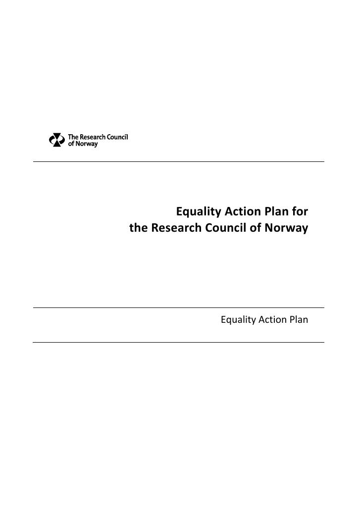 Forsiden av dokumentet Equality Action Plan for the Research Council of Norway