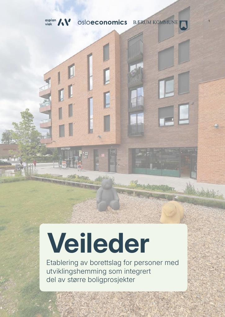 Forsiden av dokumentet Etablering av borettslag for personer med utviklingshemming som integrert del av større boligprosjekter