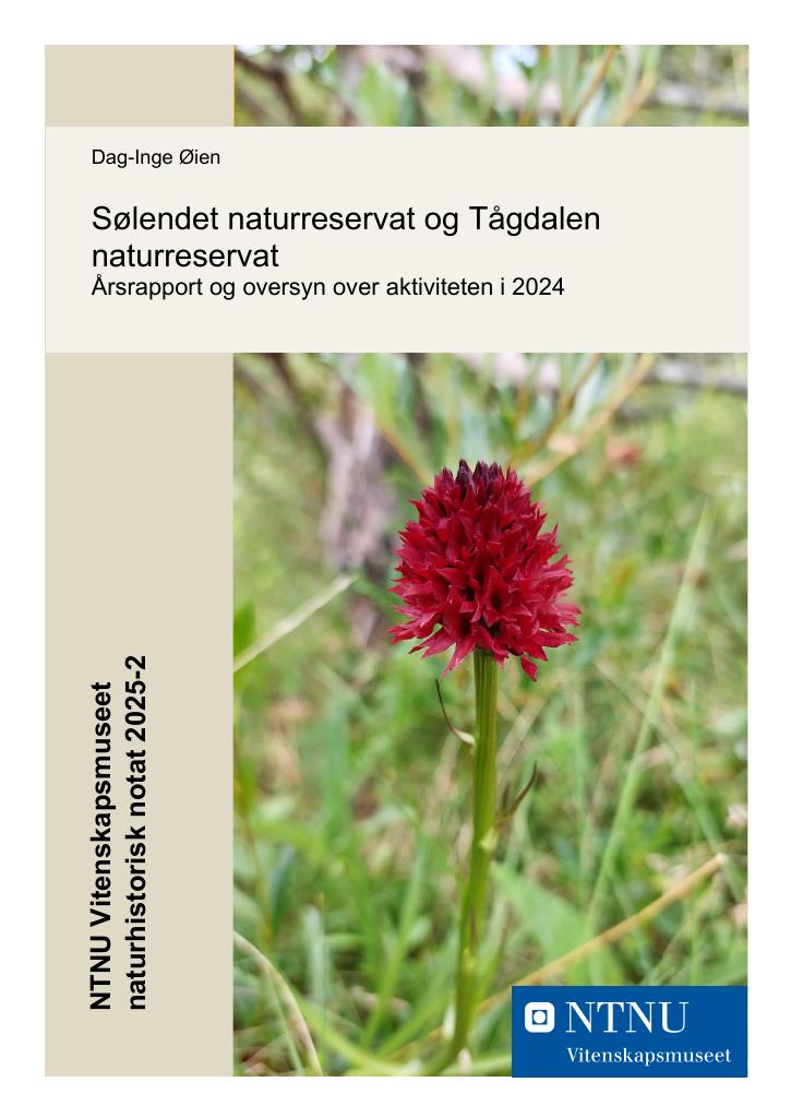 Forsiden av dokumentet Sølendet naturreservat og Tågdalen naturreservat. Årsrapport og oversyn over aktiviteten i 2024