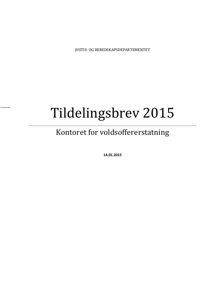 Forsiden av dokumentet Tildelingsbrev (PDF)