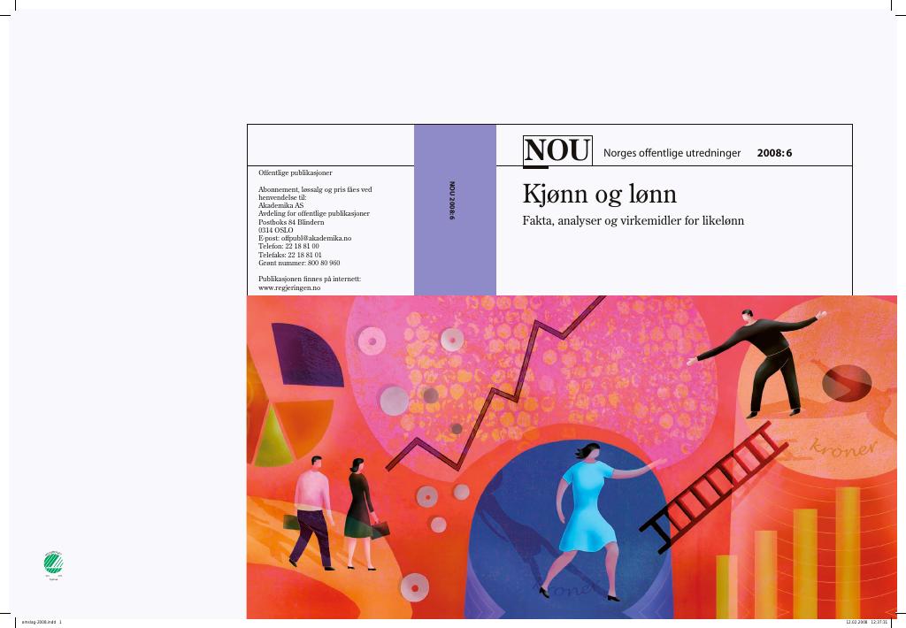 Forsiden av dokumentet NOU 2008: 6 - Kjønn og lønn