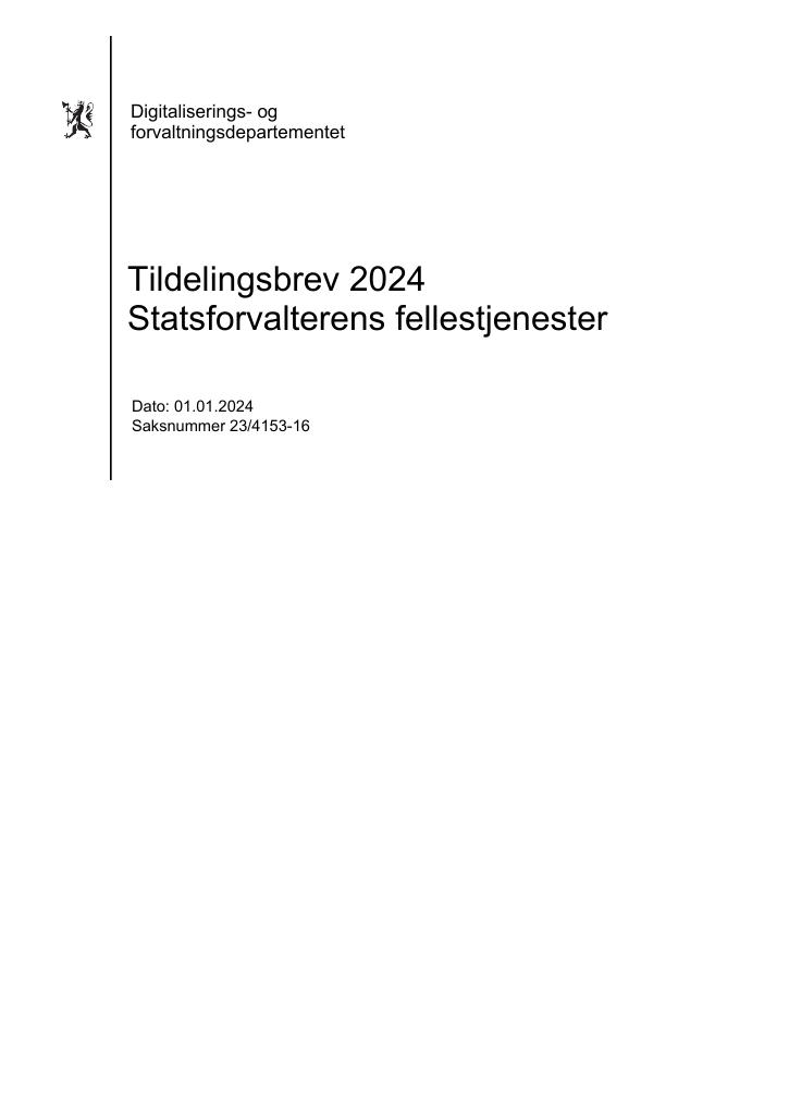 Forsiden av dokumentet Tildelingsbrev (pdf) 2024