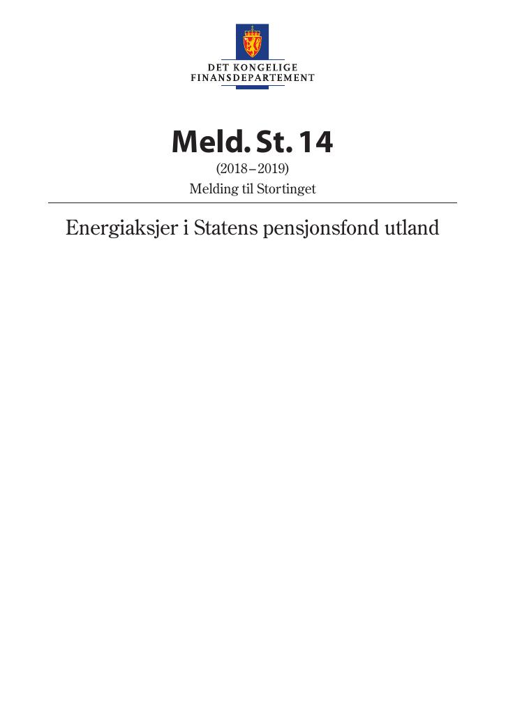 Forsiden av dokumentet Meld. St. 14 (2018–2019)