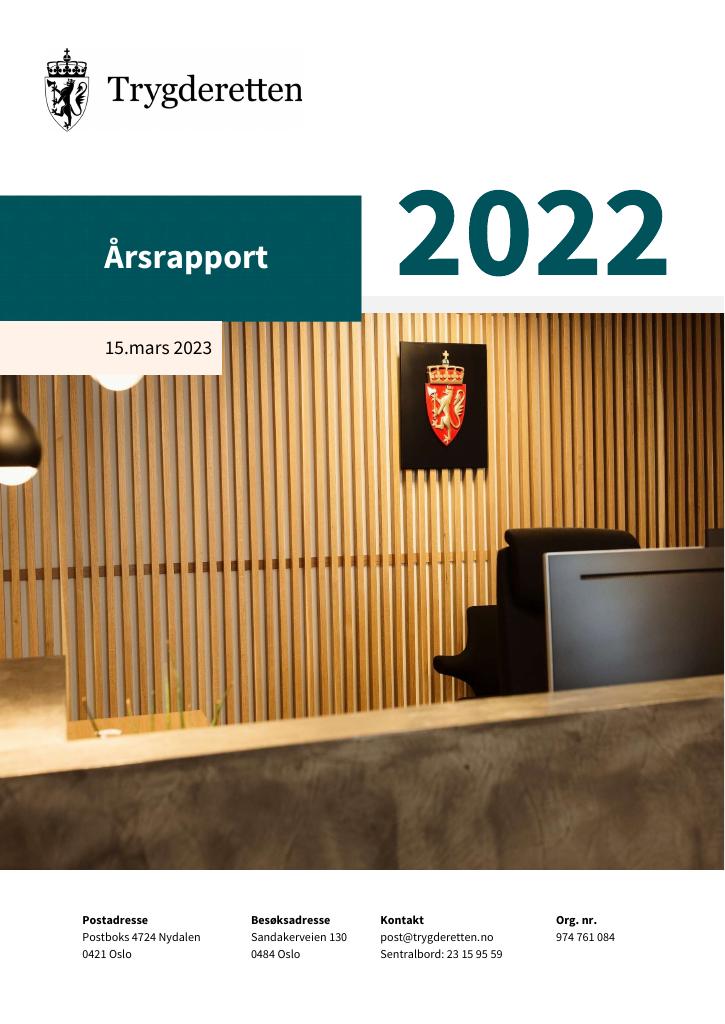 Forsiden av dokumentet Årsrapport Trygderetten 2022