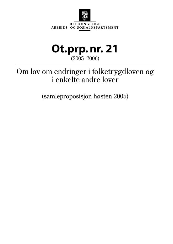 Forsiden av dokumentet Ot.prp. nr. 21 (2005-2006)