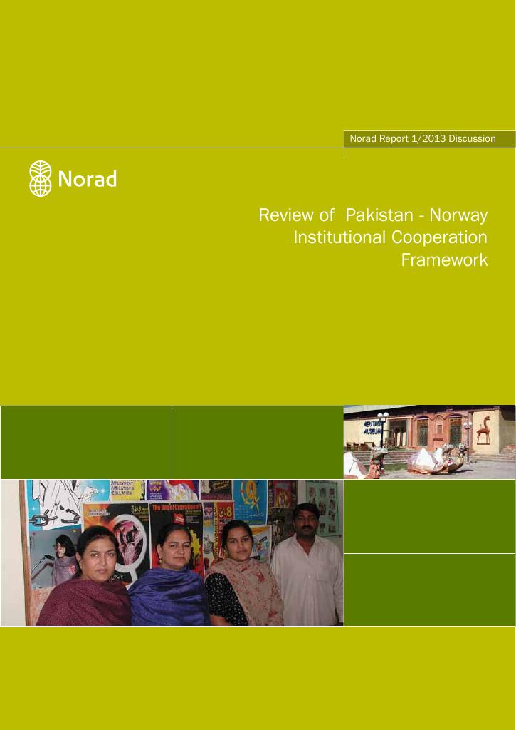 Forsiden av dokumentet Review of Pakistan - Norway Institutional Cooperation Framework