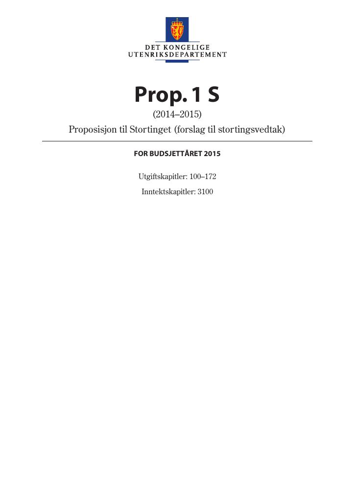 Forsiden av dokumentet Prop. 1 S (2014–2015)