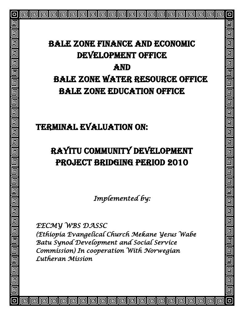 Forsiden av dokumentet Final evaluation report: Rayitu Community Development Project Bridging (RCDP) 2010