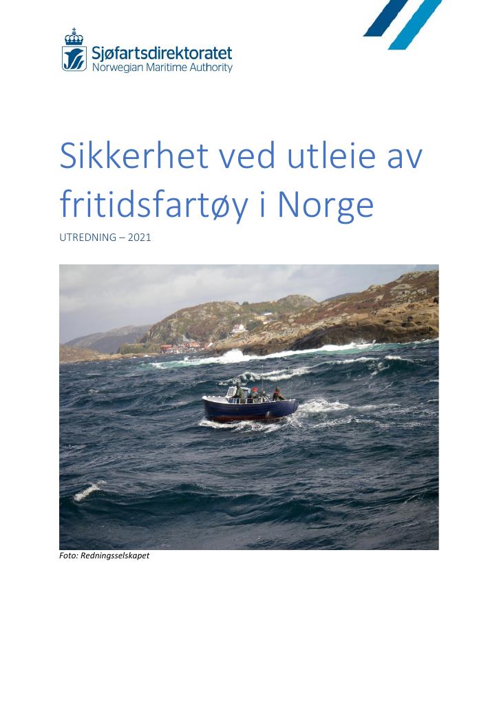 Forsiden av dokumentet Sikkerhet ved utleie av fritidsfartøy i Norge
