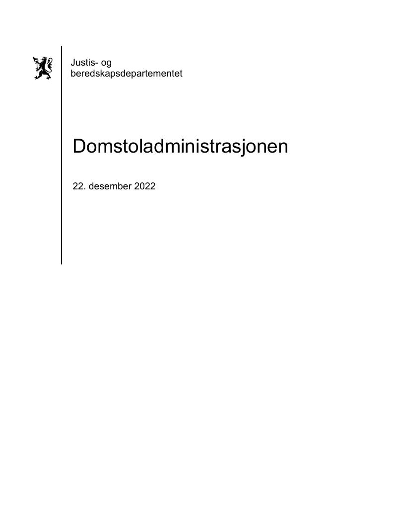 Forsiden av dokumentet Tildelingsbrev Domstoladministrasjonen 2023