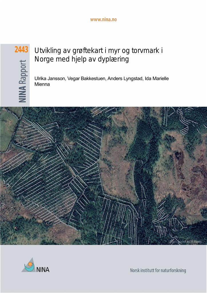 Forsiden av dokumentet Utvikling av grøftekart i myr og torvmark i Norge med hjelp av dyplæring