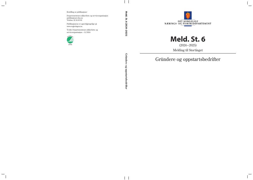 Forsiden av dokumentet Meld. St. 6 (2024–2025)