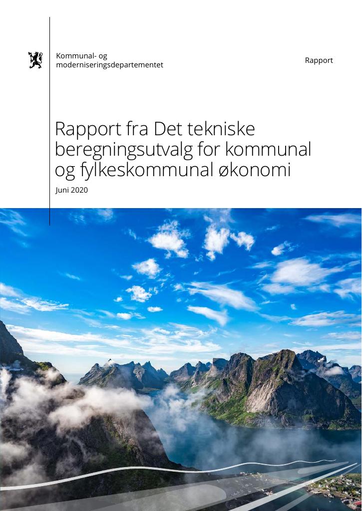 Forsiden av dokumentet Rapport fra Det tekniske beregningsutvalg for kommunal og fylkeskommunal økonomi - juni 2020