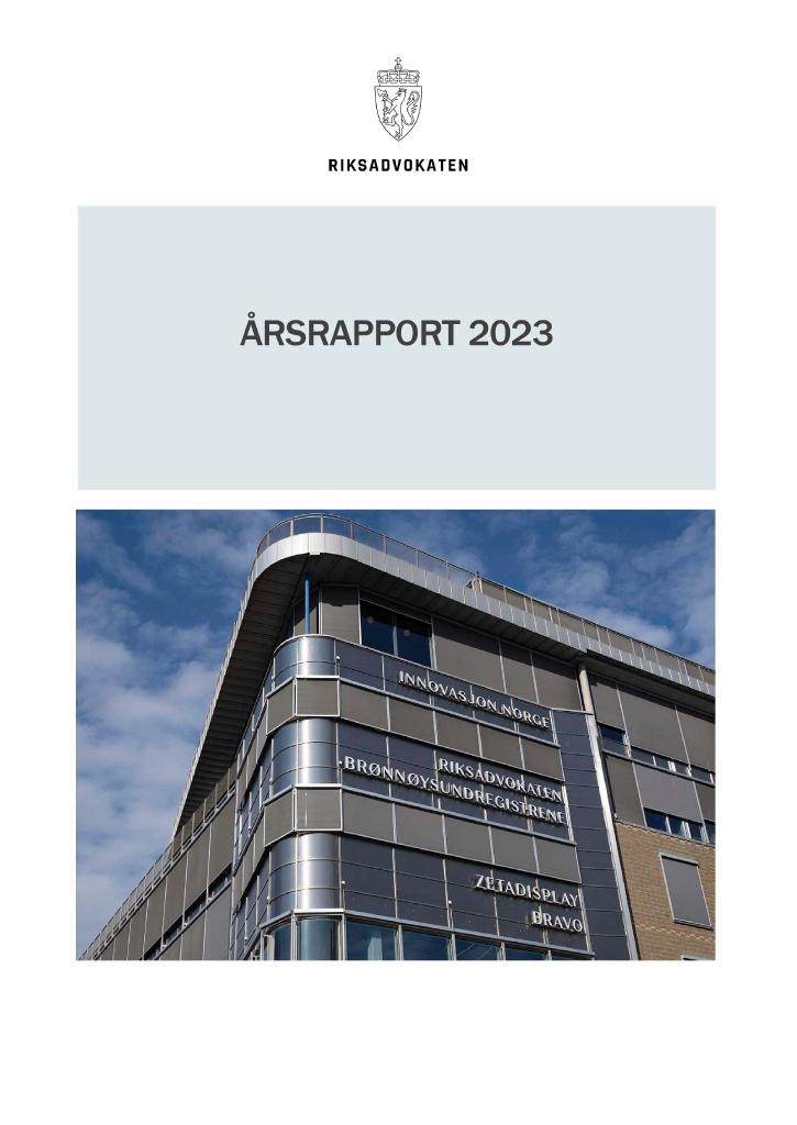 Forsiden av dokumentet Årsrapport Riksadvokaten (Den høyere påtalemyndighet) 2023